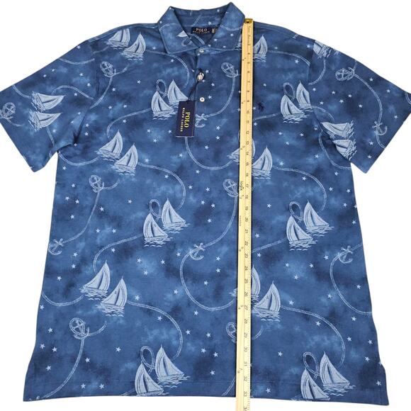 NWT Polo Ralph Lauren Polo Shirt Mens XLT Blue Nautical Sailboat Casual Coastal - Picture 12 of 14